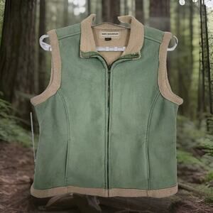 Women's Bit & Bridle Mint Green/Tan Full Zip Fleece Vest Size XL with Pockets